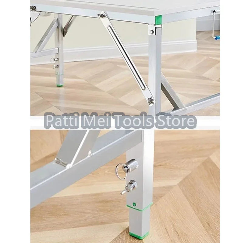 Stainless Steel Small Saw Table Frame Multifunctional Woodworking Worktable Folding Lifting Woodworking Workbench Shelf 80x120cm