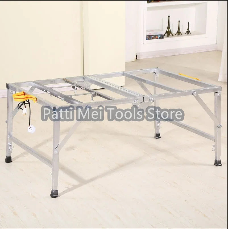 Stainless Steel Small Saw Table Frame Multifunctional Woodworking Worktable Folding Lifting Woodworking Workbench Shelf 80x120cm