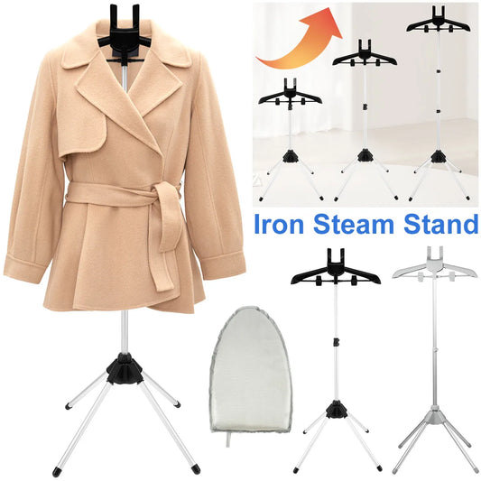 Steamer Stand with Hand-held Ironing Board Telescopic Garment Steamer Rack Foldable Standing Garment Hanger for Steaming Clothes