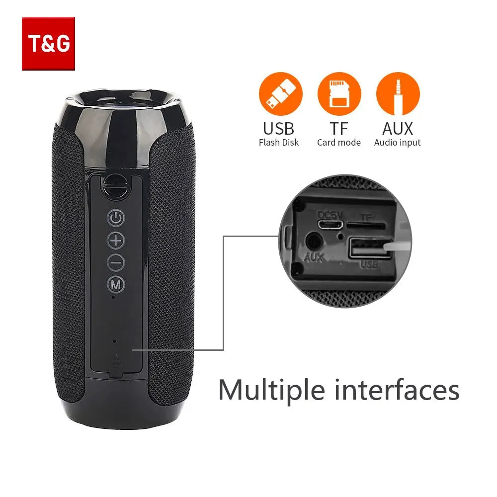 Altavoces Bluetooth TG117, caja de sonido inalámbrica auténtica portátil, altavoz a prueba de agua, sonido envolvente estéreo para exteriores, compatible con Radio TF 