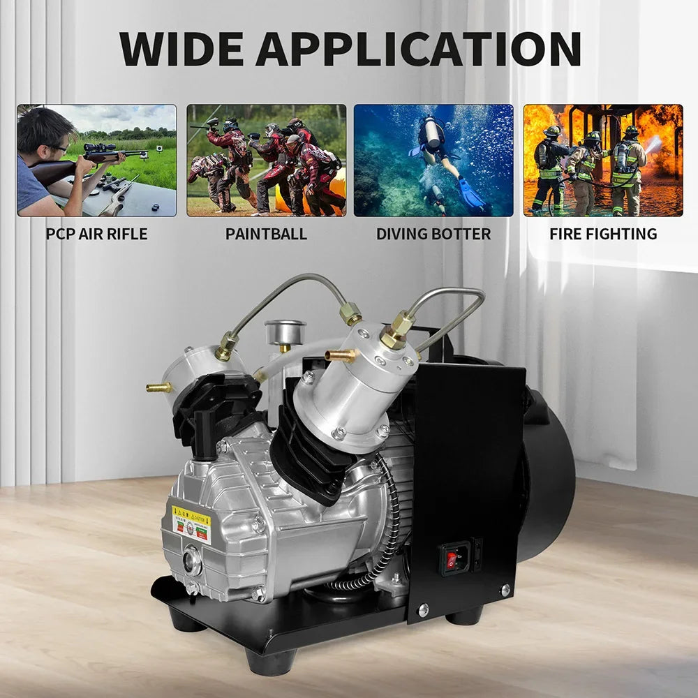 TUXING 4500Psi 300Bar PCP Air Compressor Mini-Double High Pressure Air Compressor for Scuba 6.8L Tank Filling PCP Rifle TXEDM041