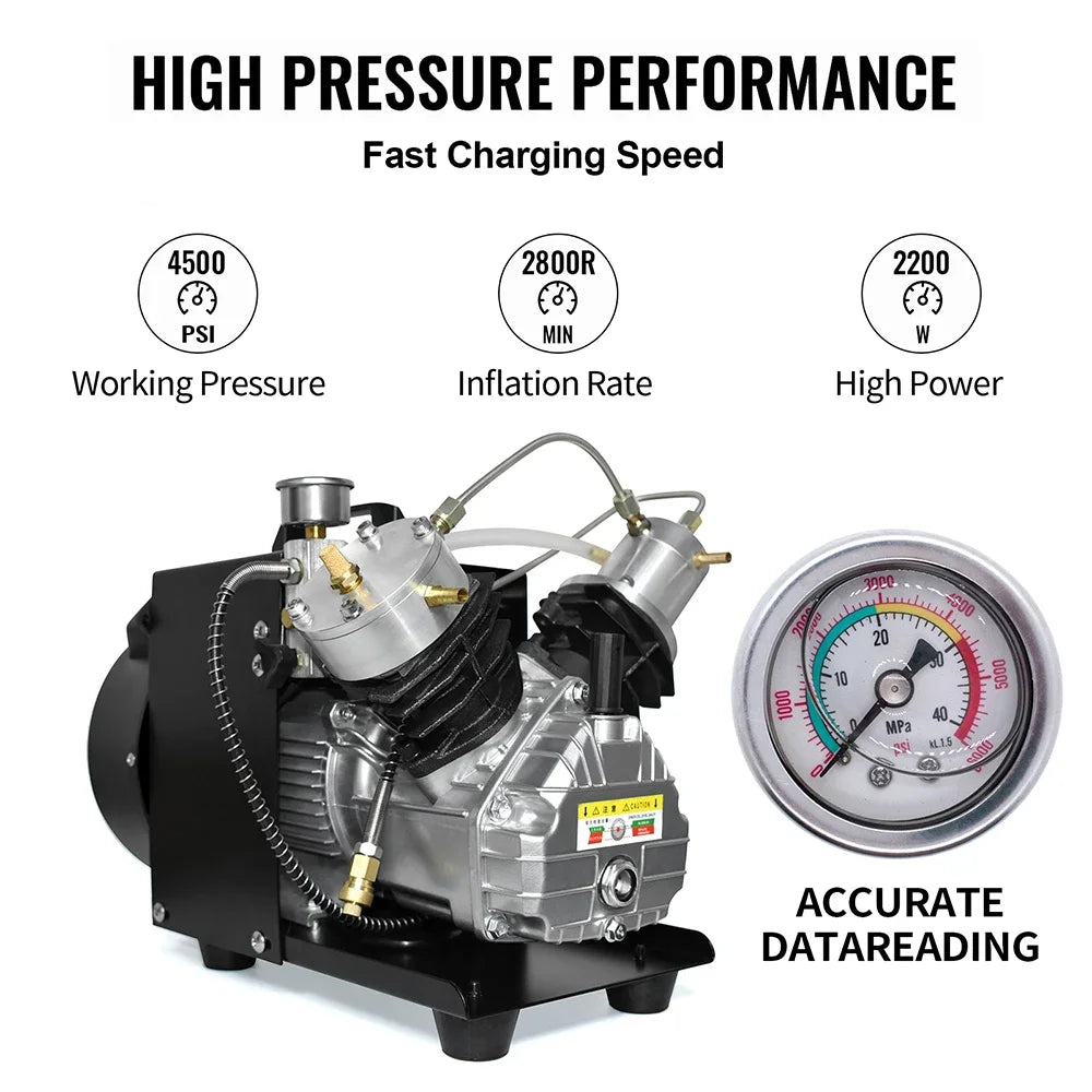 TUXING 4500Psi 300Bar PCP Air Compressor Mini-Double High Pressure Air Compressor for Scuba 6.8L Tank Filling PCP Rifle TXEDM041