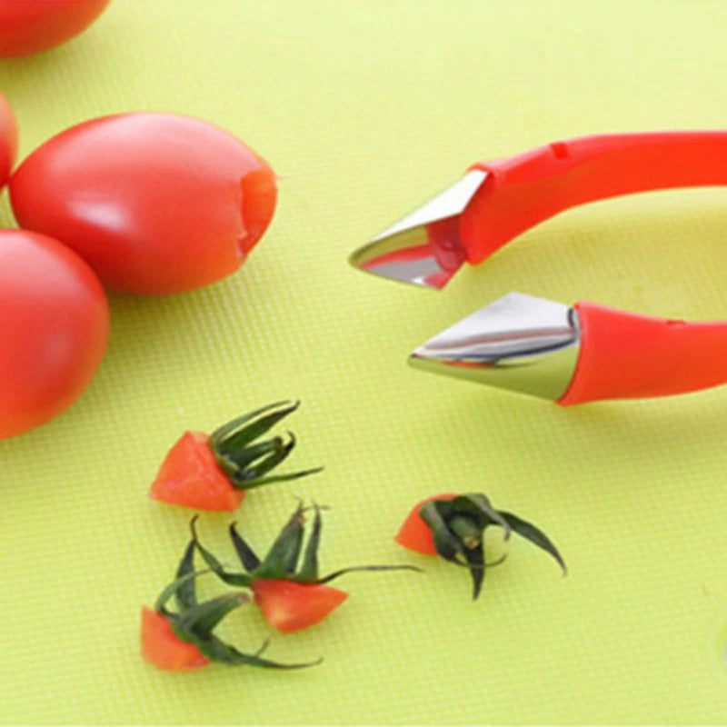 Removedor de cáscara de tomate y fresa, separador de tallo de fruta multiusos portátil, removedor de ojos de piña, suministros de cocina