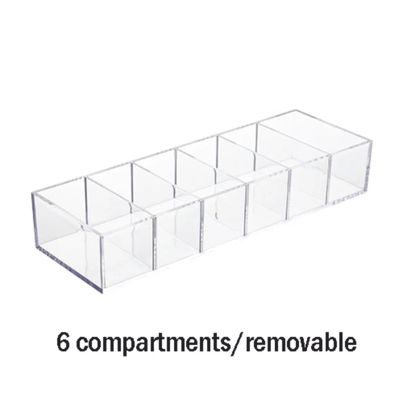 Caja de almacenamiento de cosméticos acrílica transparente, soporte para maquillaje, organizador de joyas para el hogar, cajas de almacenamiento de escritorio de plástico 