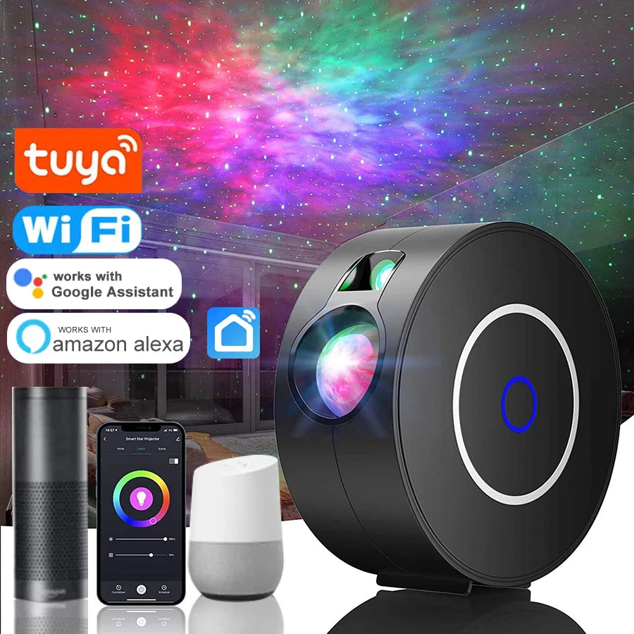 Tuya WiFi 智能极光银河星空投影仪夜灯 Alexa 语音控制 APP 控制星空投影仪 LED 灯儿童婴儿礼物