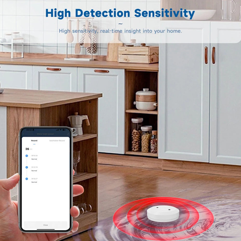 Tuya Zigbee Water Leak Detector Water Flood Sensor Smart Life App Alert Overflow Water Leakage Sensor for Kitchen/Bathroom