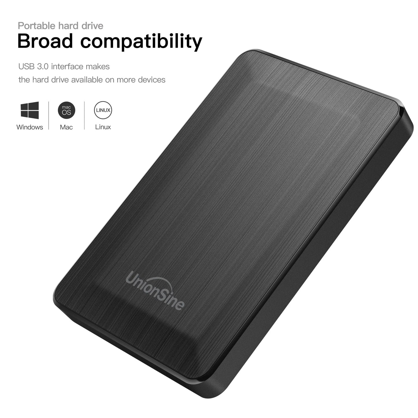 UnionSine HDD 2.5 英寸便携式外置硬盘 250GB 320GB 500GB 1TB USB3.0 存储兼容 PC Mac 台式机 MacBook 