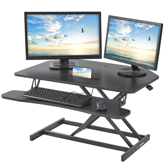 VEVOR Double-Layer Standing Desk Converter 36" x 23.6" Height Adjustable Standing Desk Sit to Stand Converter Stand Up Home Desk