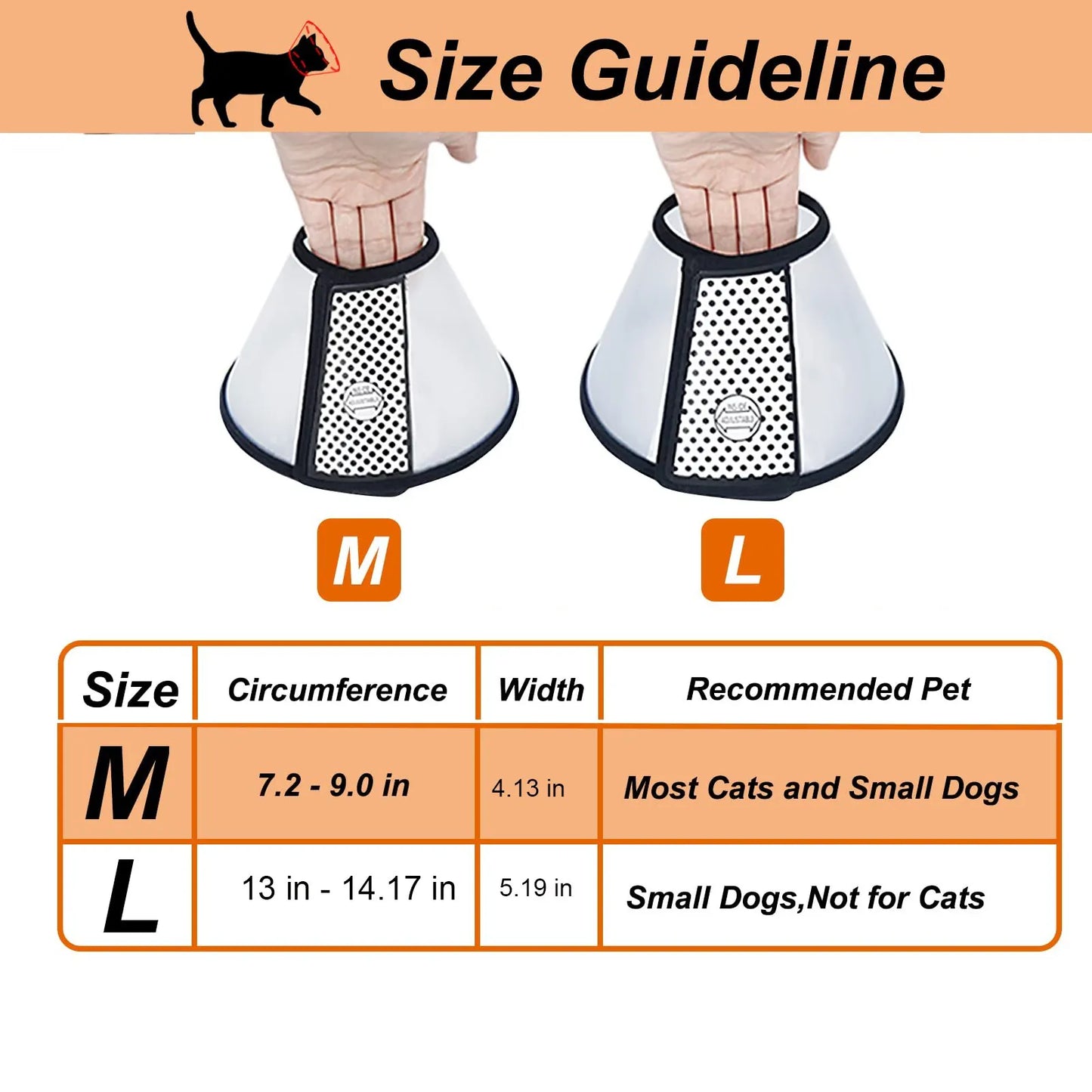 Cono Vivificante para Gatos, Cono de Recuperación Ajustable para Mascotas, Collar Isabelino de Plástico Ligero para Gatos, Mini Perros y Conejos 