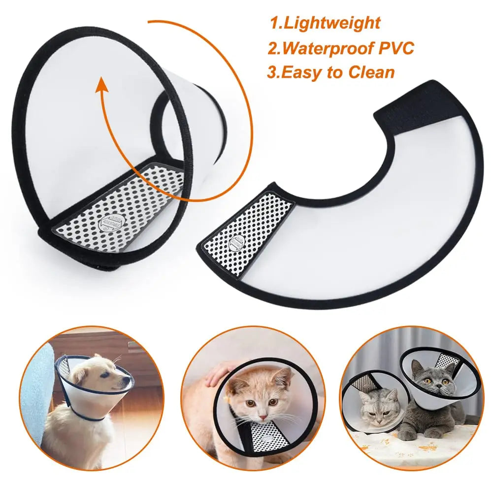 Cono Vivificante para Gatos, Cono de Recuperación Ajustable para Mascotas, Collar Isabelino de Plástico Ligero para Gatos, Mini Perros y Conejos 