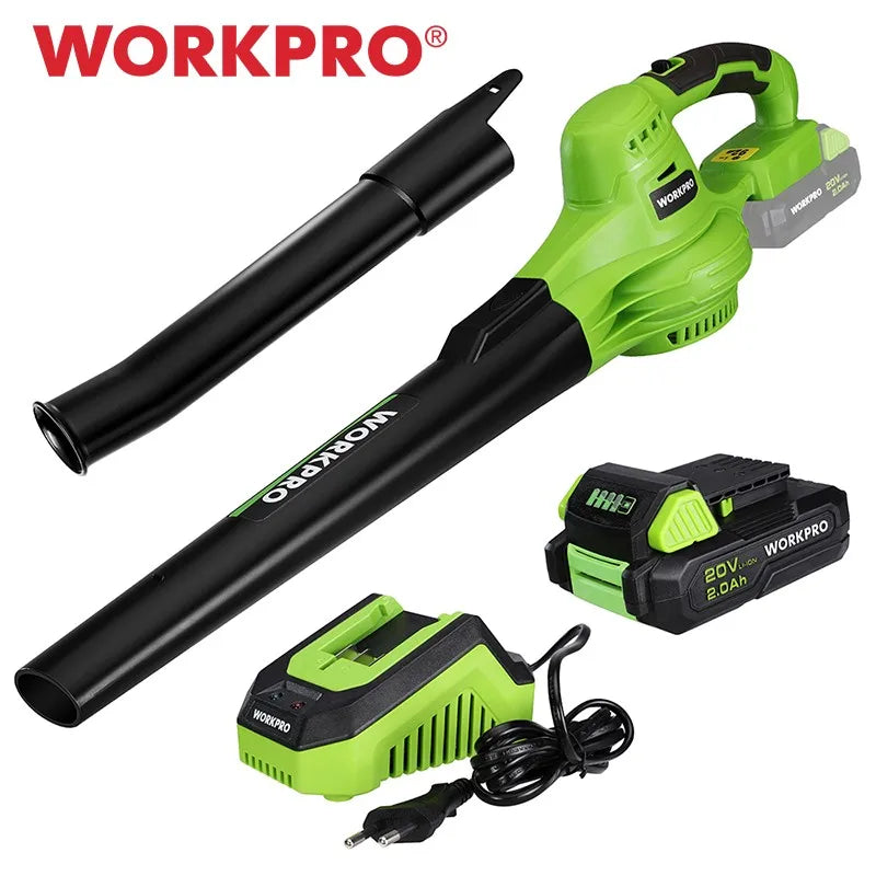 WORKPRO 2.0Ah Battery 20V Cordless Leaf Blower Variable Speed Air Powered Blower Sweeper for Dust,Snow Blowing Garden Power Tool