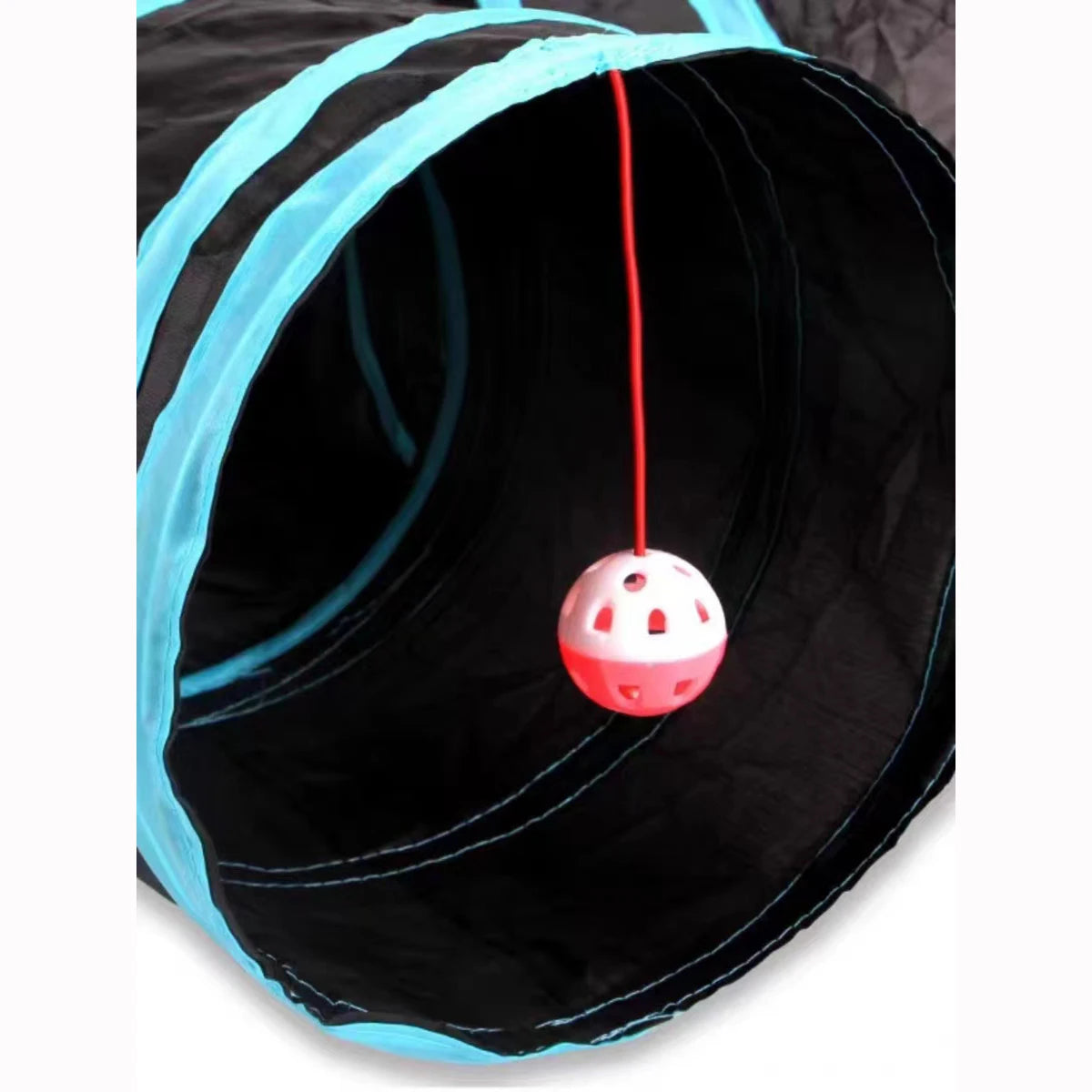 Túnel de juego para gatos resistente al desgaste, túneles plegables para animales domésticos con juguete arrugado para gatos, conejillos de indias, conejos, suministro divertido para gatos 