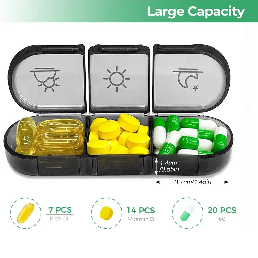 Pastillero semanal 3 veces al día, pastillero portátil de viaje 7 días, pastillero para vitaminas, medicamentos, suplementos y aceites de pescado 