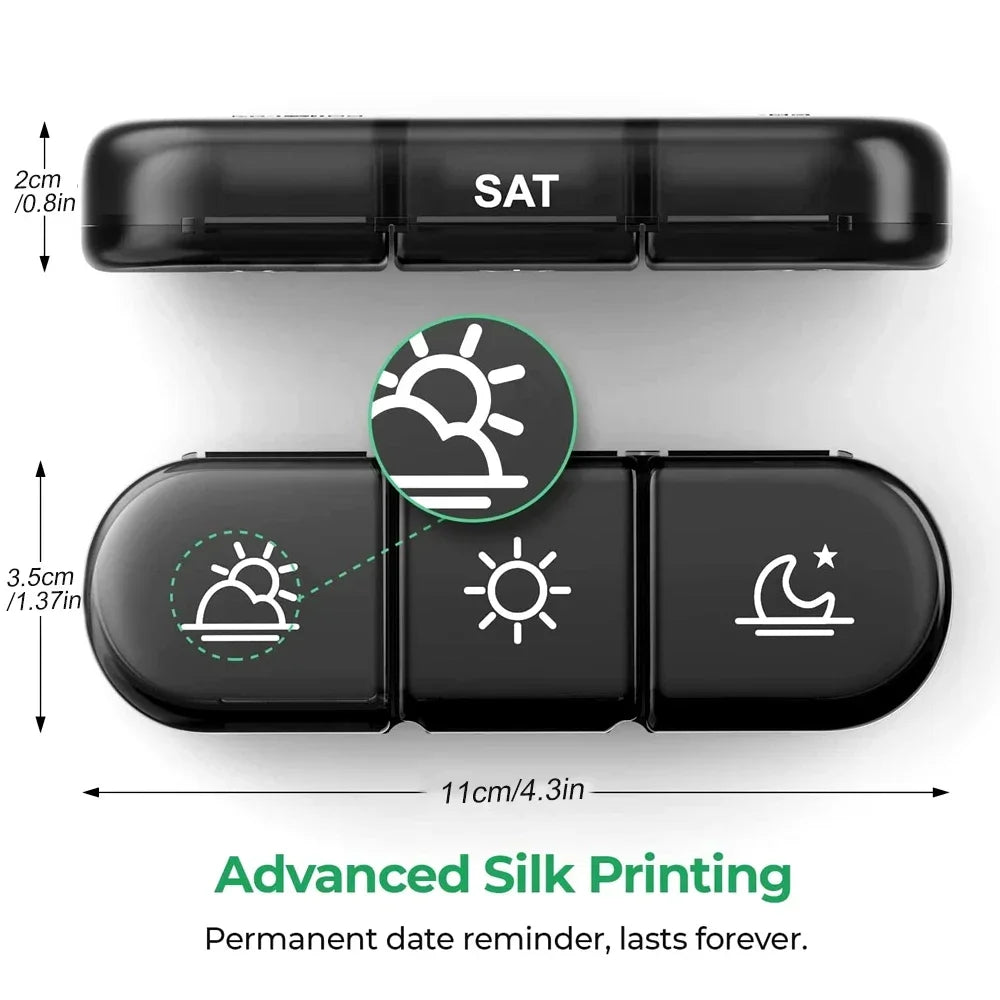 Pastillero semanal 3 veces al día, pastillero portátil de viaje 7 días, pastillero para vitaminas, medicamentos, suplementos y aceites de pescado 