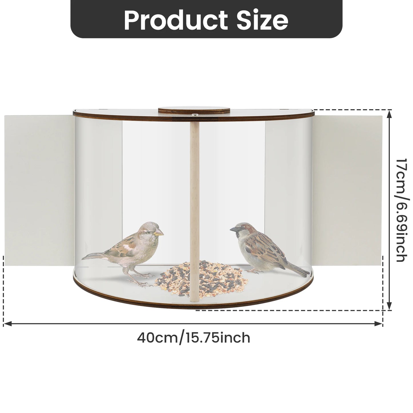 Comederos para pájaros para ventana, contenedor de comida transparente para ardilla, impermeable, 180 °, panorámica, visible, ventana para casa, balcón, decoración de jardín 