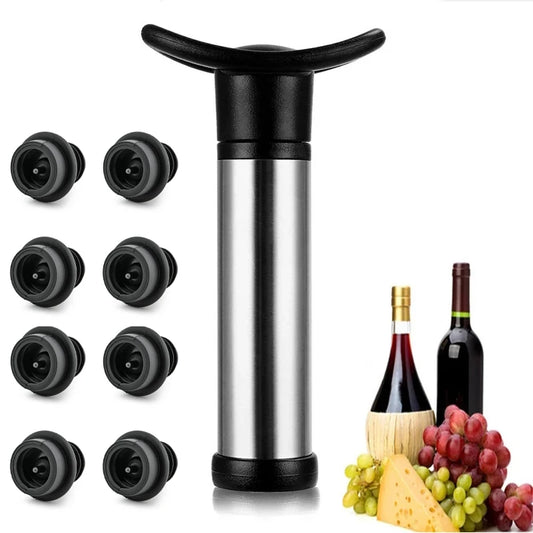 Wine Stopper with Vacuum Wine Pump Wine Preserver Aerator Rubber Black Stoppers Sealing Preserver Drinks Bottle Silicone Caps