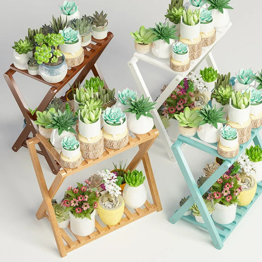 Wooden Flowerpot Organizer Flower Holder Display Shelf Plant Stand Living Room Balcony Stand Pots Outdoor Furniture