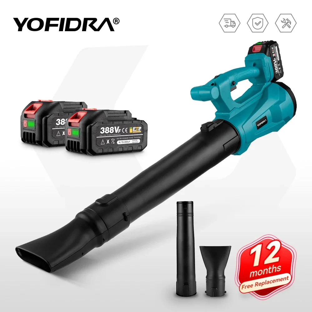 Soplador de aire eléctrico YOFIDRA de 2000W, regulación de 6 velocidades para batería Makita de 18V, soplador de hojas, herramienta para limpiar hojas caídas, polvo y nieve 