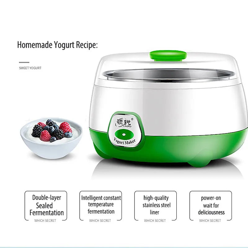 Yogurtera Mini automática para el hogar, herramientas de Yogurt DIY, electrodomésticos de cocina, tanque de acero inoxidable, electrodomésticos, Yogurt 