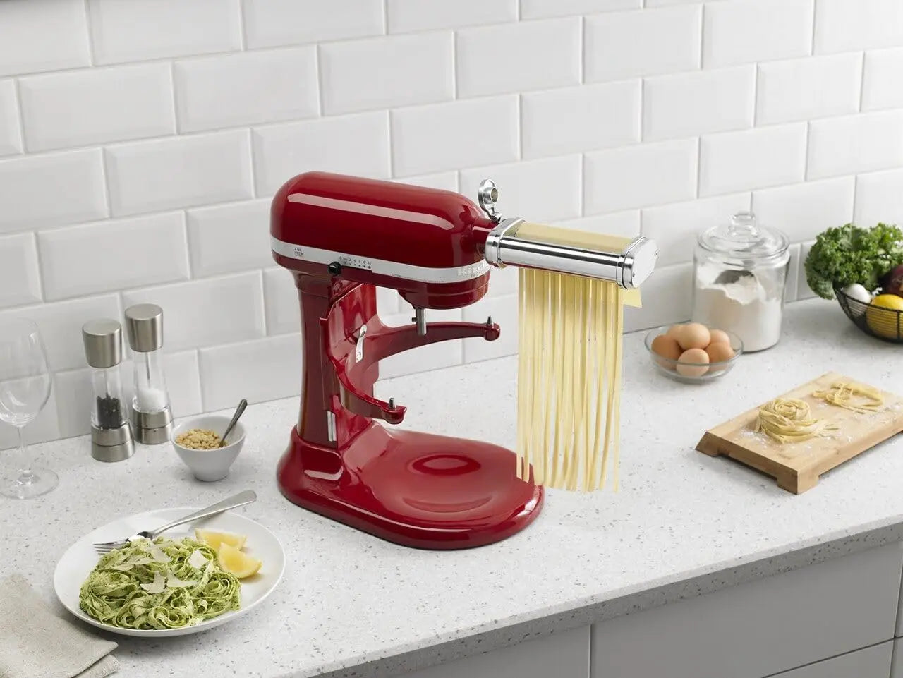 免费送货 KitchenAid KSMPRA 立式搅拌机附件面条滚筒和切刀，3 件套，不锈钢