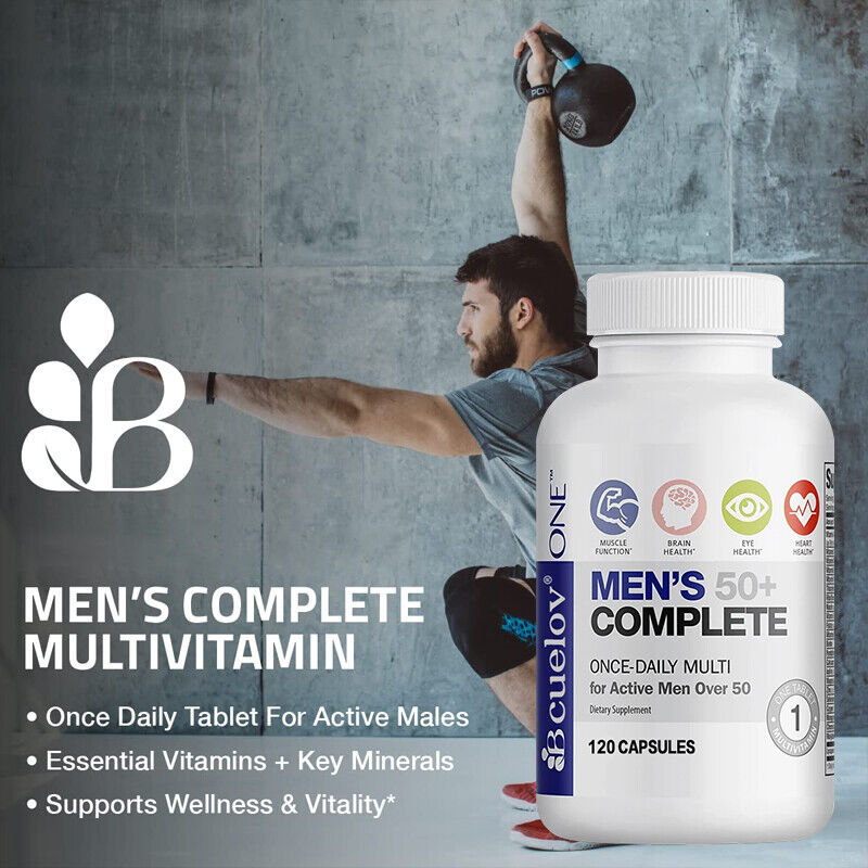 Multivitamínico completo para hombres mayores de 50 años: 30 a 120 cápsulas, apoya la salud del corazón y el cerebro 