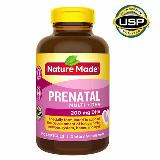 Nature Made Prenatal Multi Vitamina + DHA, 200 mg DHA, 150 cápsulas blandas - Nuevo