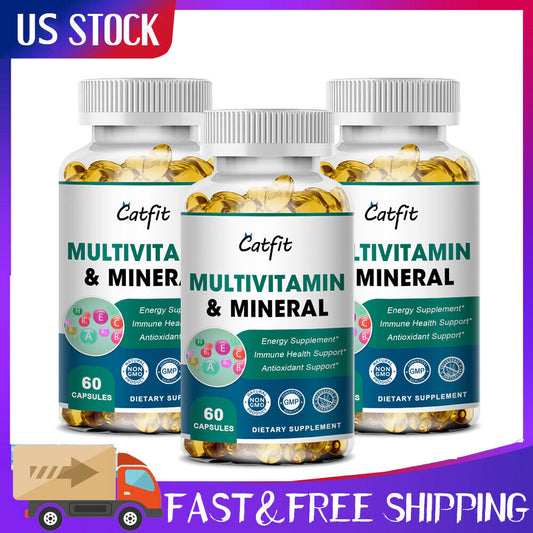 Catfit Cápsulas multivitamínicas y multiminerales para hombres y mujeres Suplemento diario