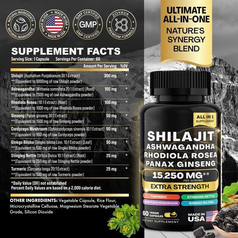 Paquete Dynamic Vitality: combinación de multivitaminas Sea Moss y Shilajit Power