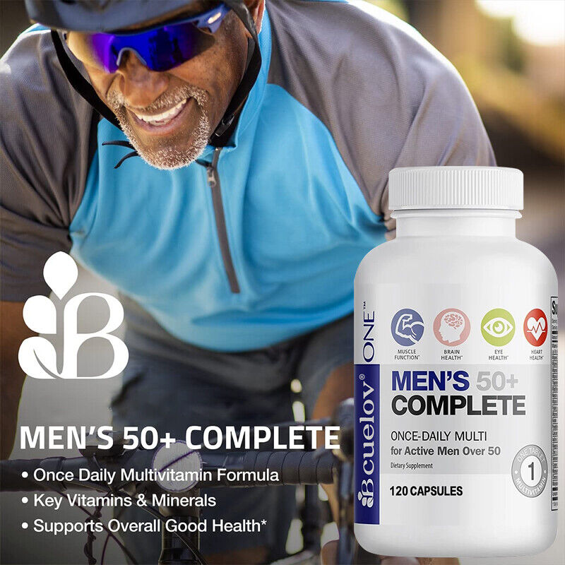 Multivitamínico completo para hombres mayores de 50 años: 30 a 120 cápsulas, apoya la salud del corazón y el cerebro 