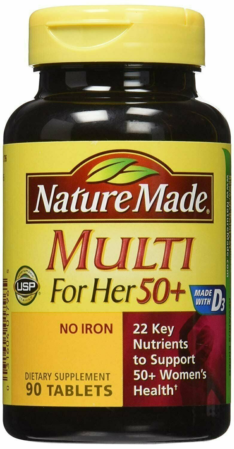 Nature Made Women 50 Plus Suplemento multivitamínico 22 tabletas de nutrientes clave 90 ct