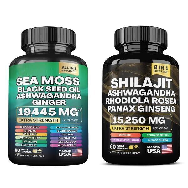 Paquete Dynamic Vitality: combinación de multivitaminas Sea Moss y Shilajit Power