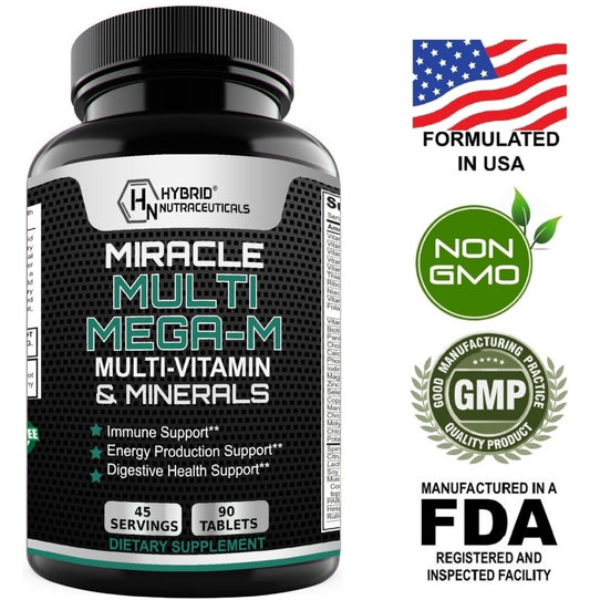 MEGA-M Multivitamina para hombres y multivitamina para mujeres con alimentos integrales-90 tabletas