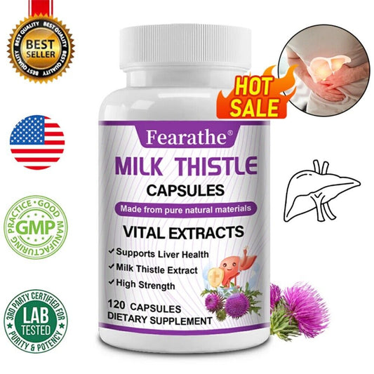 Milk Thistle Capsules - Liver Support, Cleanse, Detox & Repair Formula 5 Herbs