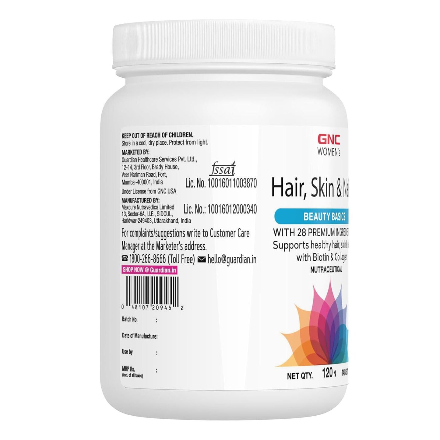 GNC Hair Skin &amp; Nails Multivitamínico Para Mujer 120 Comprimidos + Envío Gratis