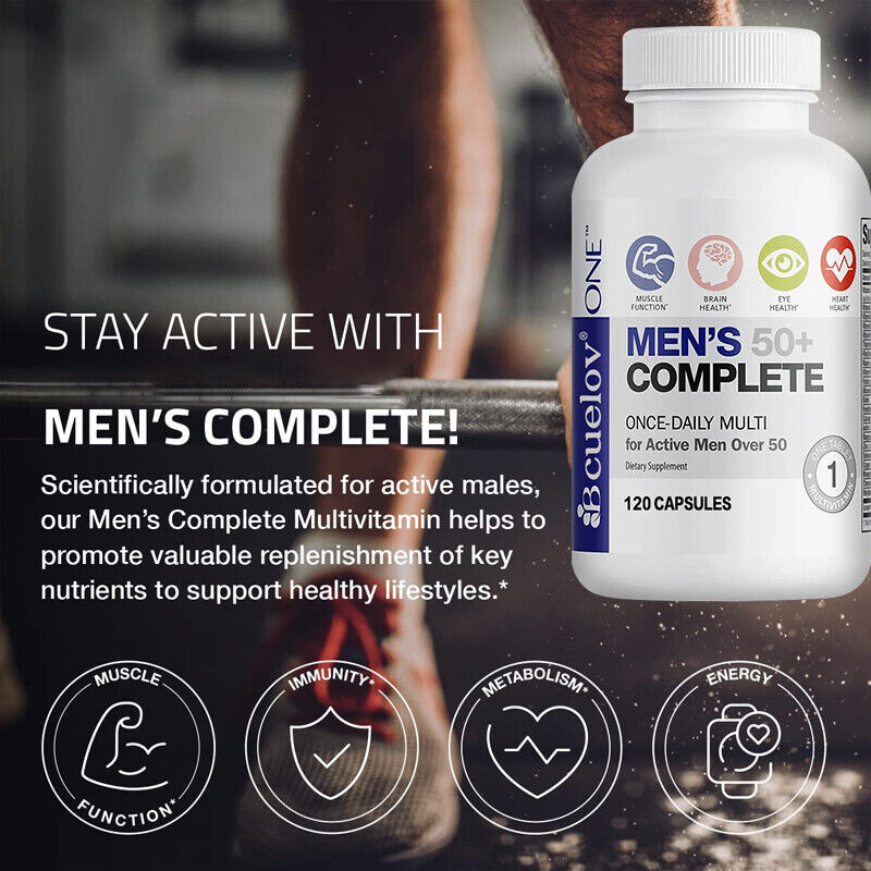 Multivitamínico completo para hombres mayores de 50 años: 30 a 120 cápsulas, apoya la salud del corazón y el cerebro 