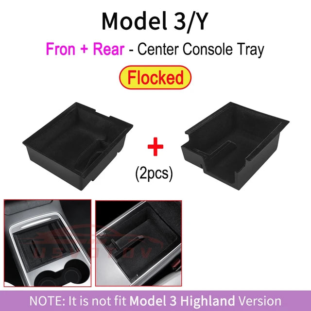 Bandejas de consola central para Tesla Model 3 Y accesorios organizadores Highland, caja de almacenamiento debajo del asiento, reposabrazos, contenedores ocultos, portavasos