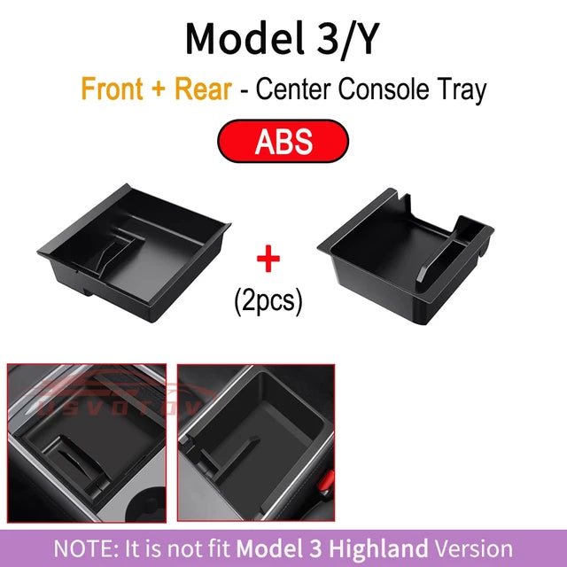 Bandejas de consola central para Tesla Model 3 Y accesorios organizadores Highland, caja de almacenamiento debajo del asiento, reposabrazos, contenedores ocultos, portavasos