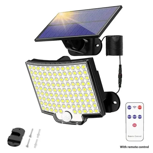 106LED Sensor de movimiento Luz Solar jardín al aire libre IP65 impermeable 3 modos lámparas de pared Patio garaje decoración de Patio lámpara de calle 