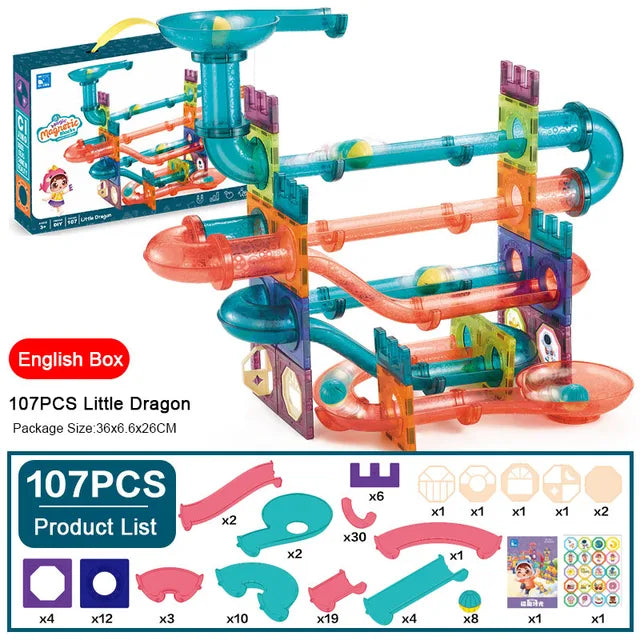 LED磁力积木轨道积木串珠球儿童玩具建筑比赛跑步管道积木