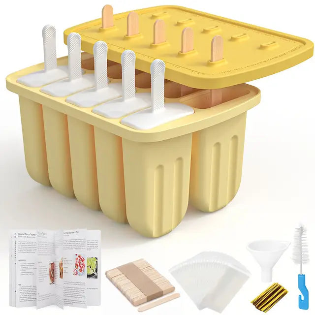 Summer DIY Ice Cream Tools With Wooden Sticks Silicone Popsicle Molds Kitchen Accessories Quench Thirst Snacks for Children