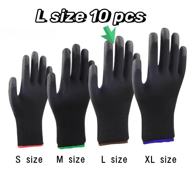 10 pares de guantes de seguridad duraderos: antideslizantes, resistentes al desgaste, protección ESD para jardinería y carpintería 