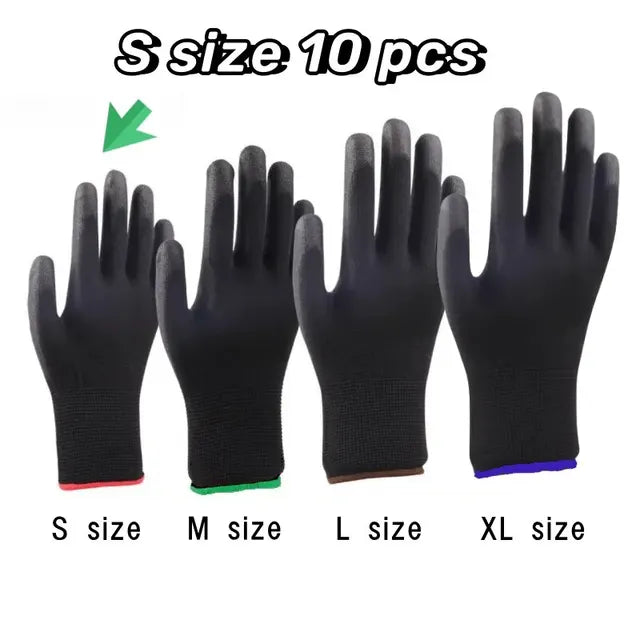 10 pares de guantes de seguridad duraderos: antideslizantes, resistentes al desgaste, protección ESD para jardinería y carpintería 