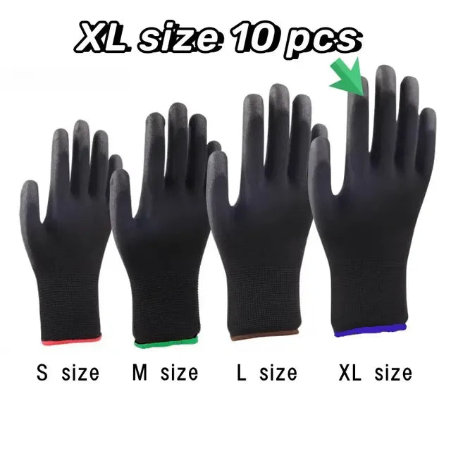 10 pares de guantes de seguridad duraderos: antideslizantes, resistentes al desgaste, protección ESD para jardinería y carpintería 