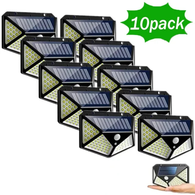 Lámpara Solar de pared LED de 1 a 12 Uds., 100, 4 lados luminosos con Sensor de movimiento, luz de pared impermeable para jardín y patio al aire libre 