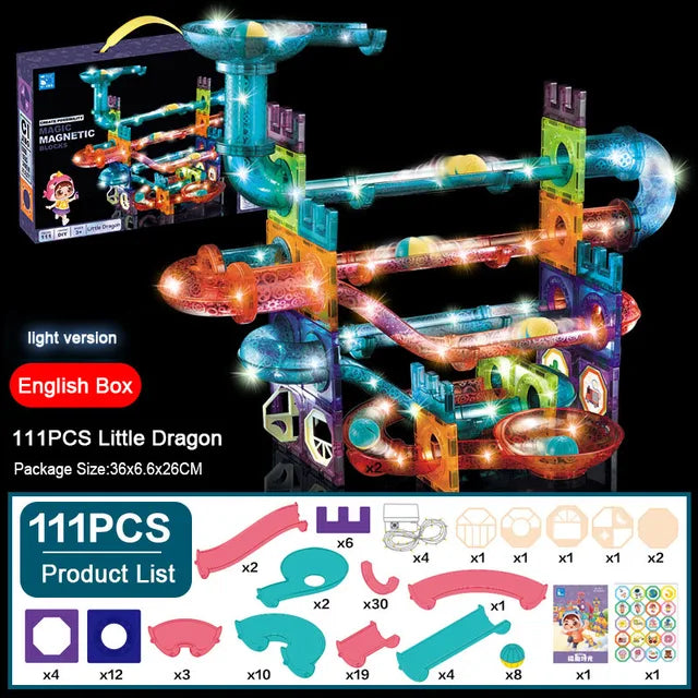 LED磁力积木轨道积木串珠球儿童玩具建筑比赛跑步管道积木