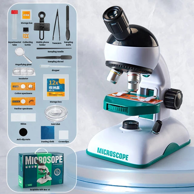 1200X chico experimento de ciencia HD microscopio óptico Kit de juguete educativo científico Experimental con luz niños STEM juguete para regalo 