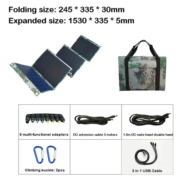 100W Solar Panel Folding Bag USB+DC Output Solar Charger Portable Foldable Solar Charging Device Outdoor Portable Power Supply