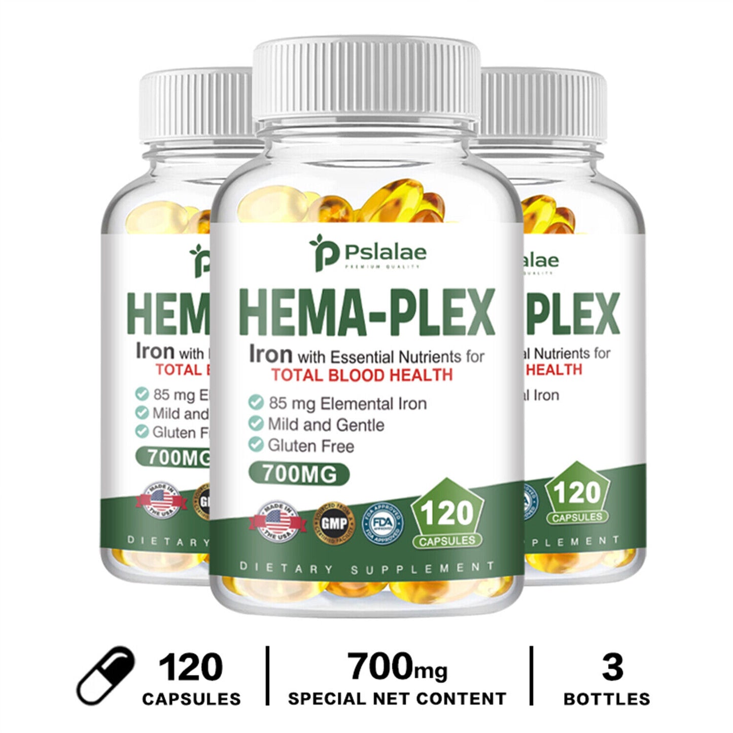 Hema-Plex Iron 700 mg - Multivitaminas - Se absorbe fácilmente Aumenta los niveles de hemoglobina 