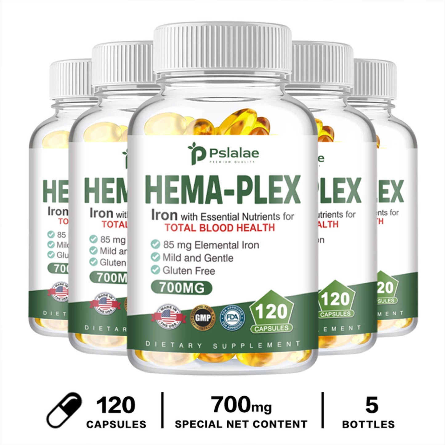 Hema-Plex Iron 700 mg - Multivitaminas - Se absorbe fácilmente Aumenta los niveles de hemoglobina 