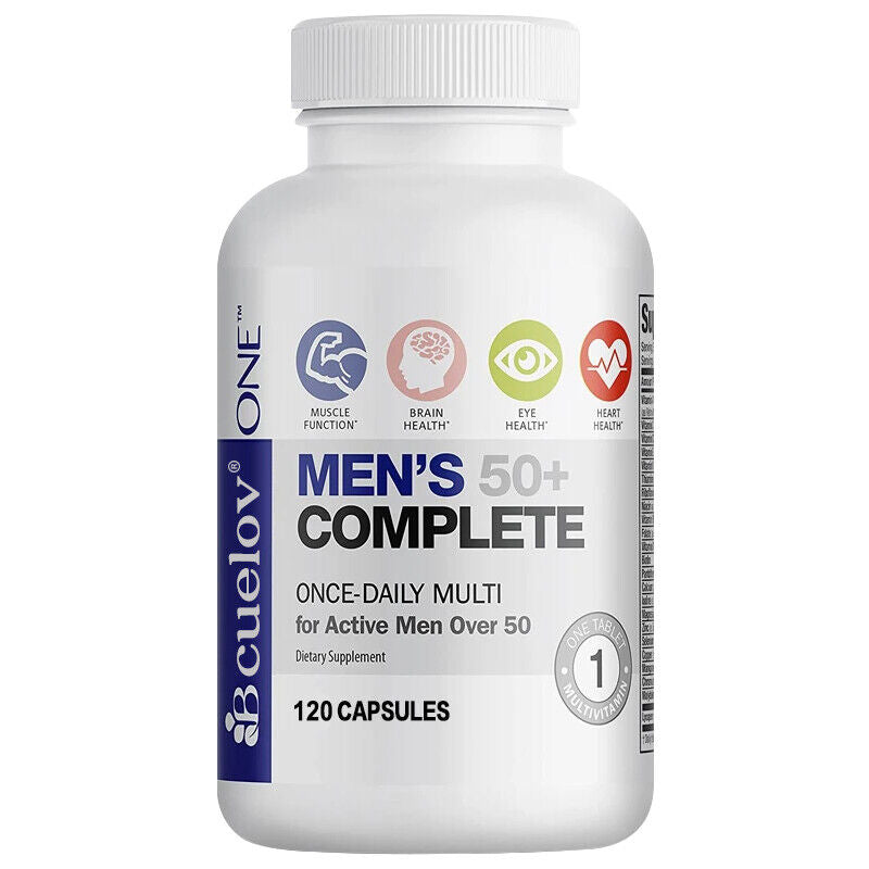 Multivitamínico completo para hombres mayores de 50 años: 30 a 120 cápsulas, apoya la salud del corazón y el cerebro 